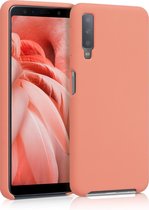 kwmobile telefoonhoesje geschikt voor Samsung Galaxy A7 (2018) - Hoesje met siliconen coating - Smartphone case in mat koraal