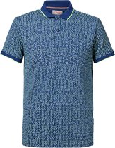 Petrol Industries - Heren Miniprint polo - Blauw - Maat