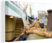 Corde d'un bateau amarré dans le port d'IJmuiden toile 90x60 cm - Tirage photo sur toile (Décoration murale salon / chambre)
