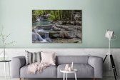 Canvas schilderij 180x120 cm - Wanddecoratie Watervallen in het Aziatische Nationaal park Erawan - Muurdecoratie woonkamer - Slaapkamer decoratie - Kamer accessoires - Schilderijen
