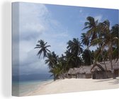 Canvas Schilderij Houten strand hutten bij de San Blas-eilanden in Panama - 30x20 cm - Wanddecoratie