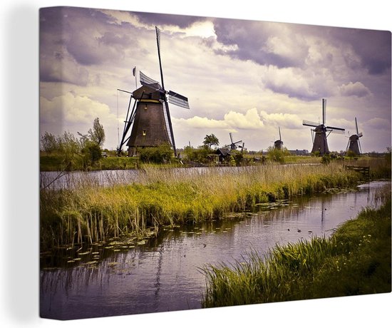 Canvas Molen Nederland - Water - 140x90 Wanddecoratie | bol.com
