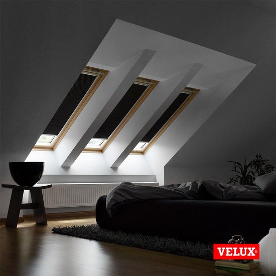 Store plissé occultant d'origine VELUX (FHC), cadre argenté, S06, 606, 4, Blue clair