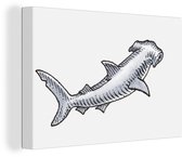Une illustration d'une toile de requin marteau 30x20 cm - petit - Tirage photo sur toile (Décoration murale salon / chambre) / Animaux sauvages Peintures sur toile
