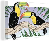 Une illustration de toile de toucans 180x120 cm - Tirage photo sur toile (Décoration murale salon / chambre) XXL / Groot format!