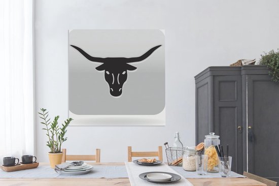 Une icône illustration de la toile Texas Longhorn 120x160 cm - Tirage photo sur toile (Décoration murale salon / chambre) / Animaux de la ferme Peintures sur toile XXL / Groot format!