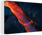 Canvas Schilderij Lava uit een vulkaan - 60x40 cm - Wanddecoratie