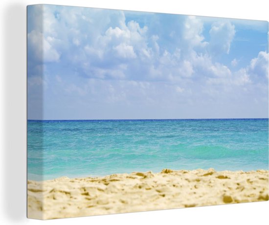 Canvas Schilderij Uitzicht op de oceaan in Playa del Carmen in Mexico - 60x40 cm - Wanddecoratie