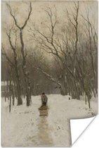 Winter in de Scheveningse bosjes - Schilderij van Anton Mauve Poster 20x30 cm - klein - Foto print op Poster (wanddecoratie woonkamer / slaapkamer)