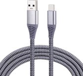 1,8 m Nylon gevlochten kabel USB naar Type-C Data Sync-oplaadkabel met 110 koperen draden, ondersteuning voor snelladen, voor Galaxy, Huawei, Xiaomi, LG, HTC en andere slimme telefoons (grijs)