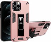 2-in-1 pc + TPU schokbestendige beschermhoes met onzichtbare houder voor iPhone 12 Pro Max (roségoud)