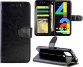 Voor Google Pixel 4a 5G Crazy Horse Textuur Lederen Horizontale Flip Beschermhoes met Houder & Kaartsleuven & Portemonnee & Fotolijst (Zwart)