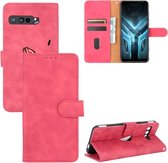 Voor ASUS ROG Telefoon 3 ZS661KS Effen Kleur Huidgevoel Magnetische Gesp Horizontale Flip Kalfsstructuur PU Lederen Case met Houder & Kaartsleuven & Portemonnee (Rose Rood)