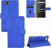 Voor BlackBerry KEY2 Effen Kleur Huid Voel Magnetische Gesp Horizontale Flip Kalf Textuur PU Lederen Case met Houder & Kaartsleuven & Portemonnee (Blauw)