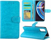 Voor OPPO Realme X7 Crazy Horse textuur lederen horizontale flip beschermhoes met houder & kaartsleuven & portemonnee & fotolijst (babyblauw)