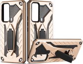 Voor vivo V20 SE schokbestendige TPU + pc-beschermhoes met houder (goud)