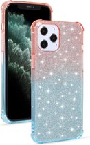 Voor iPhone 12 Pro Max Gradient Glitter Poeder Schokbestendig TPU Beschermhoes (Oranje Blauw)