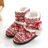 Winter hoge katoenen pantoffels Katoenen pantoffels met hak Fluwelen dikke zolen warme binnenschoenen, maat: 37-38 (kerstrood)