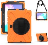 Voor Samsung Galaxy Tab Active Pro T540 / T545 schokbestendig kleurrijk siliconen + pc-beschermhoes met houder en handgreepriem (oranje)