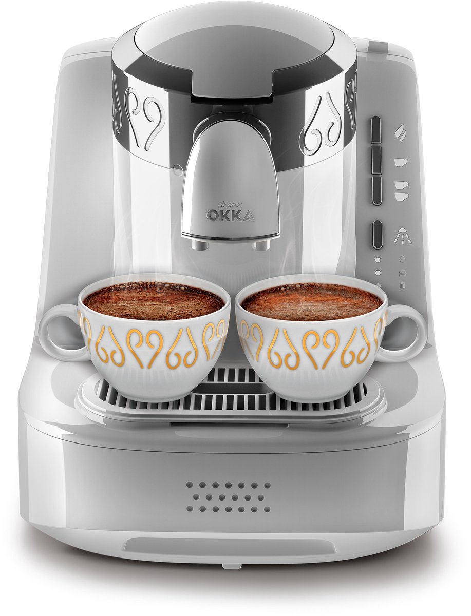 Arzum OKKA Turkish Coffee Machine| OK002WHITE| White - Chrome |Turks Koffizetapparat - Wit & Zilver - Full Automatic | 2 kopjes