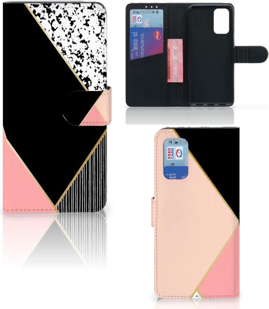 Samsung Galaxy A32 4G Book Case Zwart Roze Vormen