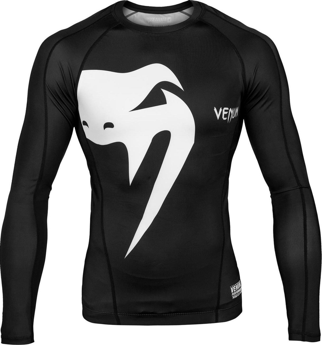 Venum Giant Long Sleeves Rashguard Black / White - Zwart / Wit - S