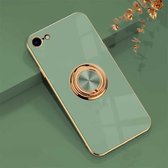 6D Electroplating Full Coverage siliconen beschermhoes met magnetische ringhouder voor iPhone 8/7 (groen)