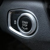 Auto Motor Start Sleutel Drukknopring Trim Aluminium Sticker Decoratie voor BMW (Zilver)