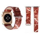 42mm mode marmeren ader textuur polshorloge lederen band (rood) voor Apple Watch Series 3 & 2 & 1