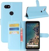Voor Google Pixel 2 XL Litchi Texture Horizontal Flip Leather Case met houder & kaartsleuven & portemonnee (blauw)