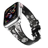 Waterdruppelvormige lederen polsband Horlogeband voor Apple Watch Series 4 & 3 & 2 & 1 38 mm (zwart en grijs)