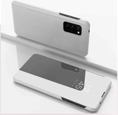 Voor Galaxy M80S vergulde spiegel horizontaal flip leer met standaard mobiele telefoon holster (zilver)