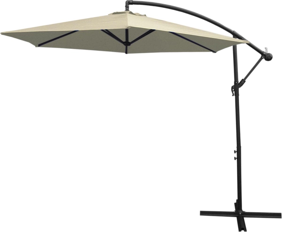 Bol.com Zweefparasol - Crème - 247x300x300 cm – Draai- en kantelbaar - Incl. Beschermhoes - UV bescherming aanbieding
