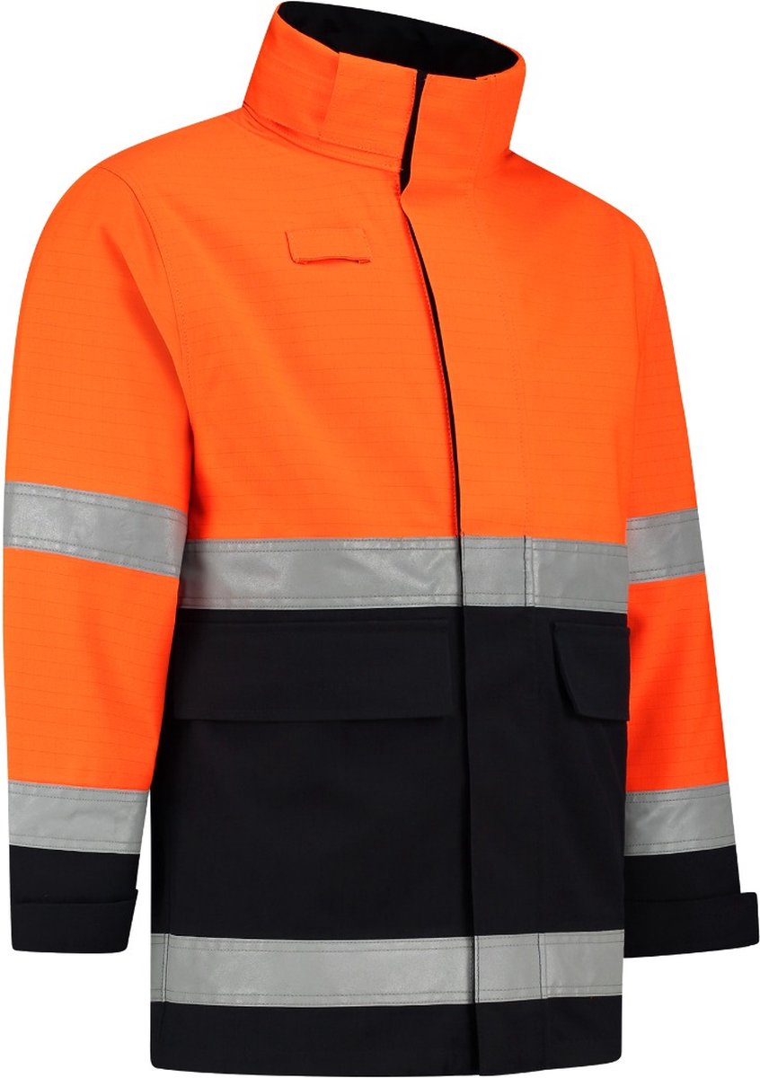 Dapro Blaze Multinorm Regenjas - Maat S - Marineblauw/Hi-Vis Oranje - Vlamvertragend , antistatisch , Lasnorm , vlamboog en chemicaliën resistent - Doorwerkjas