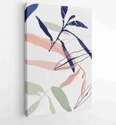 Botanical wall art vector set. Golden foliage line art drawing with watercolor 3 - Moderne schilderijen – Vertical – 1931500547 - 50*40 Vertical