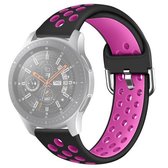 Voor Galaxy Watch 46 / S3 / Huawei Watch GT 1/2 22 mm Smart Watch siliconen dubbele kleur polsband horlogeband, maat: S (zwart roze paars)