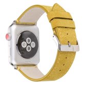 Frosted lederen horlogeband voor Apple Watch Series 6 & SE & 5 & 4 40 mm / 3 & 2 & 1 38 mm (geel)