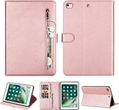 Voor iPad Mini 1/2/3/4/5 Tablet Mode Kalfsstructuur Rits Horizontale Flip Leren Case met Standaard & Kaartsleuven & Portemonnee & Wek- / Slaapfunctie (Rose Goud)