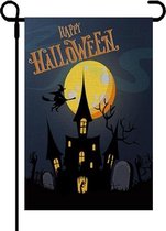 4 STUKS Dubbelzijdig Halloween Tuin Vlag Linnen Decoratieve Tuin Vlag (GF207-8 Heksenkasteel)