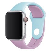 Dubbele kleuren siliconen horlogeband voor Apple Watch Series 3 & 2 & 1 38 mm (paars + turkoois)