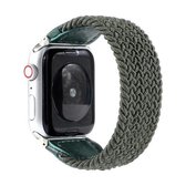 Nylon + leer gevlochten horlogeband voor Apple Watch Series 6 & SE & 5 & 4 44 mm / 3 & 2 & 1 42 mm, maat: M (legergroen)