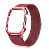 Milanese Loop magnetische roestvrijstalen horlogeband met frame voor Apple Watch Series 4/5 40 mm (rood)