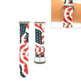 Voor Apple Watch Series 3 & 2 & 1 42mm Fashion The Old Glory Pattern siliconen horlogebandje (wit)