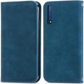 Voor Samsung Galaxy A7 2018 Retro Skin Feel Business Magnetische Horizontale Flip Leren Case met Houder & Kaartsleuven & Portemonnee & Fotolijst (Blauw)