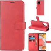Voor Samsung Galaxy A42 5G Retro Kalfspatroon Gesp Horizontale Flip Leren Case met Houder & Kaartsleuven & Portemonnee (Rood)