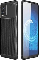 Voor vivo V20 koolstofvezel textuur schokbestendig TPU-hoesje (zwart)