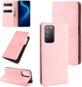 Voor Huawei Honor X10 5G Retro-skin Business magnetische zuignap lederen tas met houder & kaartsleuven & portemonnee (roze)