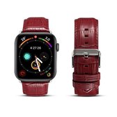 Voor Apple Watch Series 6 & SE & 5 & 4 44 mm / 3 & 2 & 1 42 mm koeienhuid krokodil textuur band horlogeband (rood-bruin)