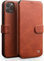Qialino Luxe Genuine Leather modèle de livre Étui compatible avec iPhone 11 Pro  -  Brun clair