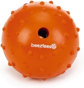 Beeztees rubber bal massief met bel oranje 7 cm